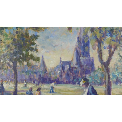 43 - A. Sutherland, Bruntsfield Links, oil on board, signed and framed, 50 x 40cm