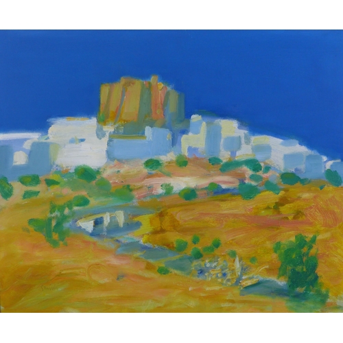 45 - Ronald F Smith, RSW RGI PAI (SCOTTISH B 1946), View of Patmos, oil on board, signed and framed, 60 x... 