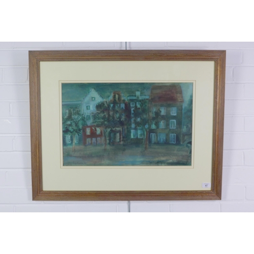 47 - Cynthia Fraser (Scottish ) Street Scene, watercolour, signed and dated 73, framed under glass, 55 x ... 