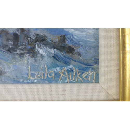 51 - Leila Aitken, (Contemporary) Bass Rock, oil on canvas board, signed and framed under glass, 18 x 18c... 