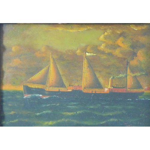 54 - After Henry King Taylor, sailing ship oil on copper panel, signed Taylor, in an ornate moulded frame... 