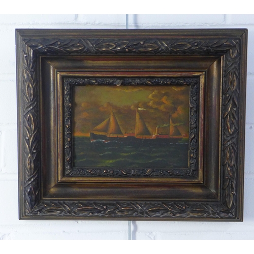 54 - After Henry King Taylor, sailing ship oil on copper panel, signed Taylor, in an ornate moulded frame... 