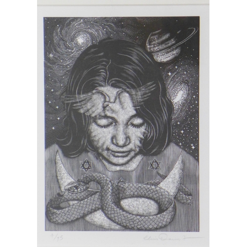 55 - Chris Daunt,  'Portrait of Magda' A/P etching and another, signed and framed under glass 17 x 19cm (... 