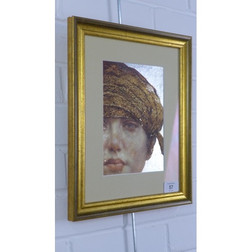 57 - Pam Hawkes (Contemporary) 'Study for Lets Play', oil, beeswax and metal leaf on card, framed under g... 