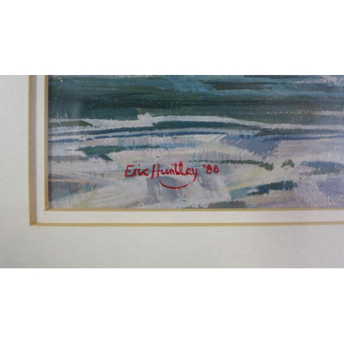 60 - Eric Huntley RSW, 'Storm Force - Sandstell Point', gouache, signed and dated 1988, framed under glas... 