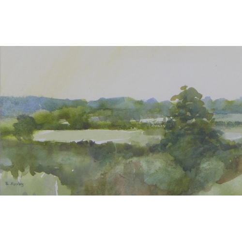 62 - Brian Roxby ROI, pair of landscape watercolours, signed and framed under glass, 21 x 13cm (2)