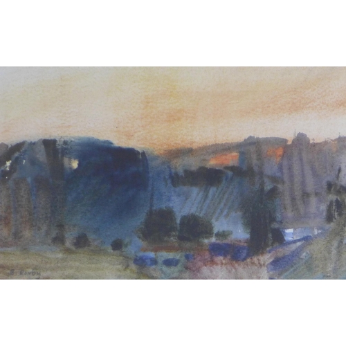 62 - Brian Roxby ROI, pair of landscape watercolours, signed and framed under glass, 21 x 13cm (2)