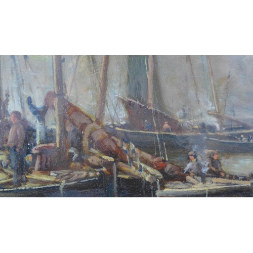 71 - R.D Young, 'Dunbar Harbour', oil on board, signed and framed under glass within an ornate frame, 40 ... 