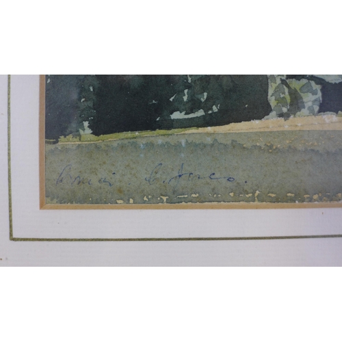 73 - Brian Jones, 'The Berywens', watercolour, signed and framed under glass with a label verso, 29 x 22c... 