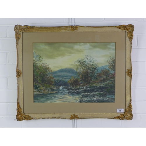 75 - Hamilton Glass SSA, watercolour of a river landscape, signed and framed under glass, 45 x 34cm