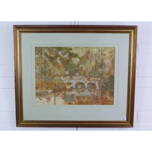 82 - Leonard Gray RSW, (SCOTTISH 1925-2019) 'Bridge & Pool', mixed media, signed and framed under glass, ... 