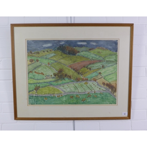 84 - Penelope Beaton RSA RSW (Scottish 1886 - 1963) 'Border Landscape', watercolour, signed and framed un... 