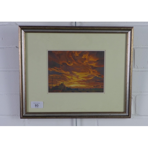 93 - Eric Huntley RSW, (Scottish 1927-1992) 'Wild Sunset, Paxton, oil on card, signed and dated, framed u... 