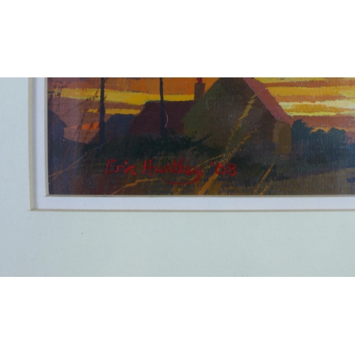 93 - Eric Huntley RSW, (Scottish 1927-1992) 'Wild Sunset, Paxton, oil on card, signed and dated, framed u... 