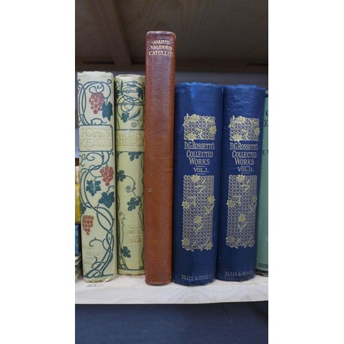 110 - A collection of hardback books, including John Keats, Shelley, D.G Rossetti's Collected Works volume... 