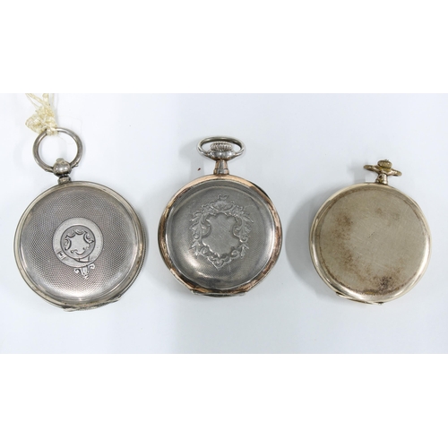 10 - Three pocket watches to include a silver cased Omega, Kendal & Dent in a continental silver case and... 