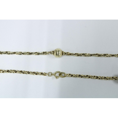 15 - 14ct gold wheat chain necklace with eight burnished spheres, approx., 38g