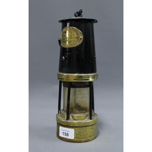 158 - Davis No2 Miners Safety Lamp, 27cm excluding handle