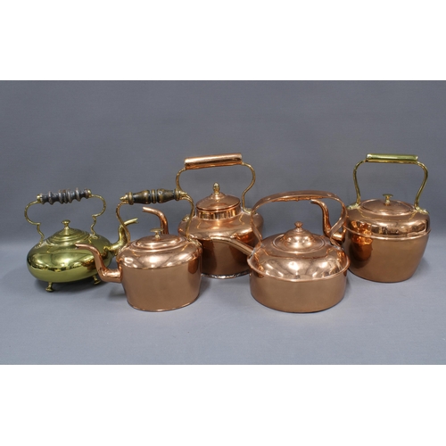 164 - Collection of five copper and brass kettle's (5)