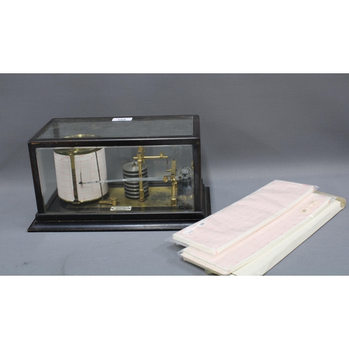 168 - Chadburn's cased barograph with charts, 33 x 18cm