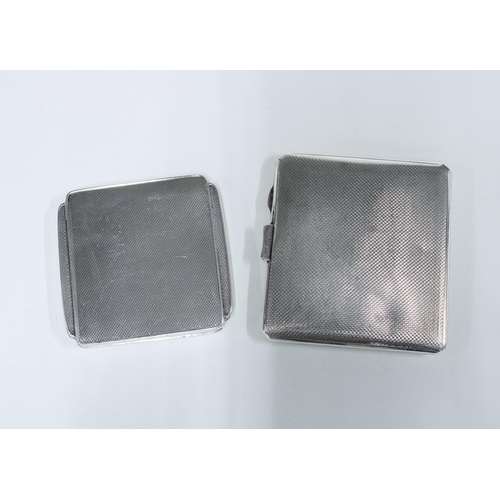 18 - George V silver cigarette case, Birmingham 1933 together with an Art Deco silver compact (a/f and sh... 