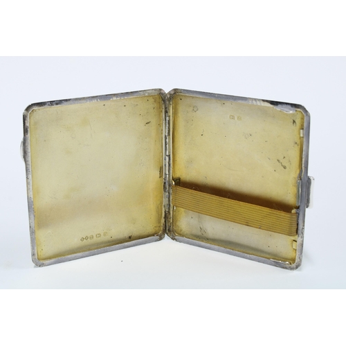 18 - George V silver cigarette case, Birmingham 1933 together with an Art Deco silver compact (a/f and sh... 