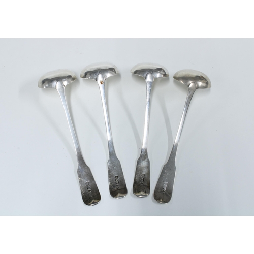 33 - Four Scottish silver toddy / sauce ladles, Charles Dalgleish, Edinburgh 1818, 15 cm long (4)