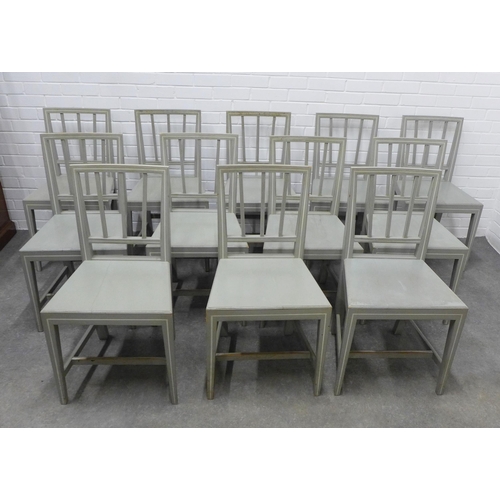 336 - Set of twelve grey painted side chairs, 87 x 48 x 41cm (12)