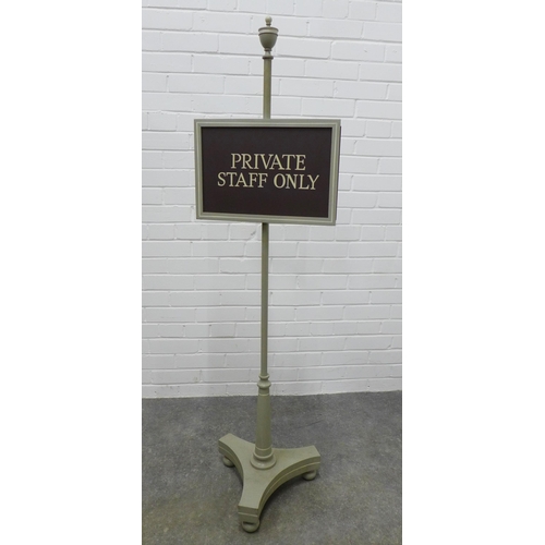 339 - 'Private Staff Only' grey painted floor standing sign, 147 x 40cm