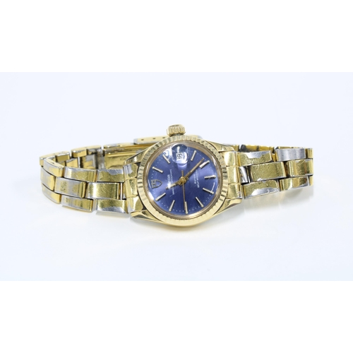 1 - Tudor Princess Oysterdate Rotor Self -Winding stainless steel gold plated wristwatch, with blue dial... 