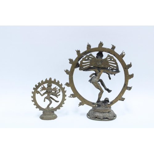 129 - Bronze dancing Shiva and another smaller model of the same figure (2) 19cm.