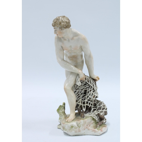 142 - 19th century German porcelain figure of a naked hunter, with blue Ludwigsburg mark to the base. 19cm... 