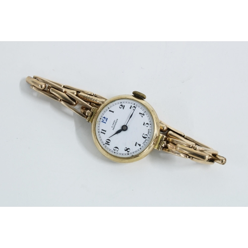 16 - Ladies early 20th century 9ct gold wrist watch on 9ct gold strap