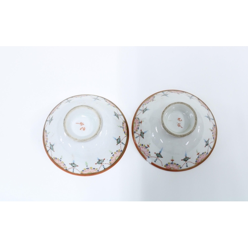 160 - Pair of miniature Japanese Kutani porcelain bowls and a pair of satsuma vases (4) 5cm.