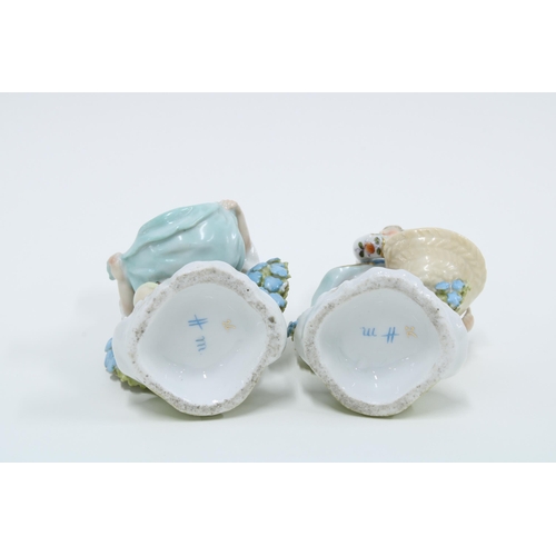 164 - A pair of Sitzendorf porcelain figures, (2) 12cm.