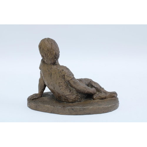 177 - Karin Jonzen (1914-1998), bronzed resin sculpture of a girl, signed KJ 20 x 15cm.