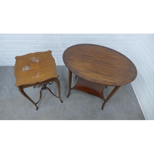 207 - Edwardian mahogany occasional table with oval top and undertier, 72 x 75 x 51cm, together with anoth... 