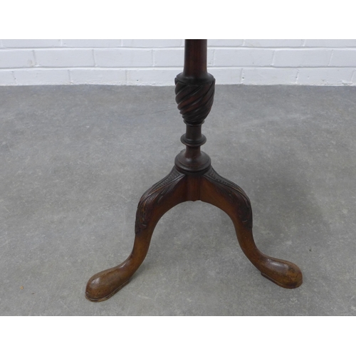 218 - Mahogany tripod wine table, circular top with pie crust edge, 30 x 40cm