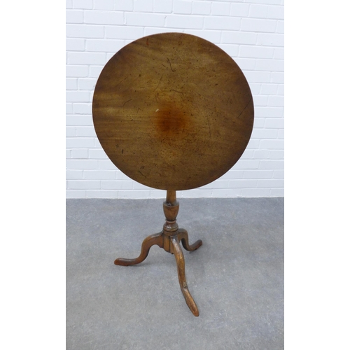 220 - 19th century mahogany tilt top pedestal tripod table, 71 x 56cm