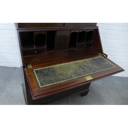 222 - 19th century mahogany bookcase cabinet, with stepped cornice top over a pair of astragal glazed door... 