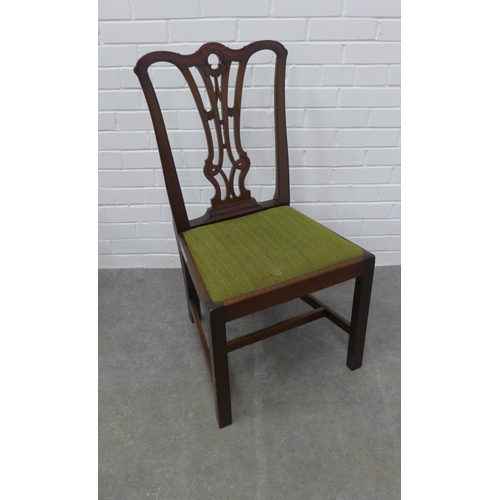 232 - Mahogany dining suite comprising table with oval top and gadrooned edge with extending leaf, on ball... 