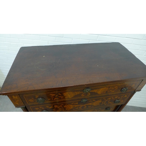 235 - 19th century Dutch marquetry tall chest with six long drawers, three of which are flanked by a colum... 