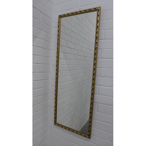 244 - Gilt framed wall mirror with rectangular glass plate, 110 x 40cm