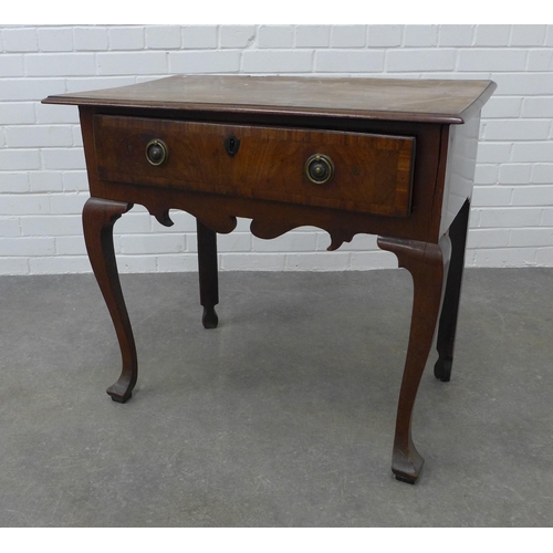 251 - Walnut low boy with single drawer, raised on cabriole legs,  (A/F) 71 x 80 x 51cm.