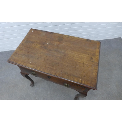 251 - Walnut low boy with single drawer, raised on cabriole legs,  (A/F) 71 x 80 x 51cm.