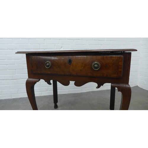 251 - Walnut low boy with single drawer, raised on cabriole legs,  (A/F) 71 x 80 x 51cm.