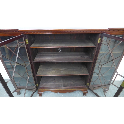 262 - Late 19th / early 20th century mahogany breakfront bookcase with four astragal glazed doors, shelved... 