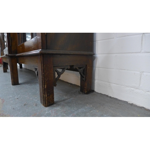 263 - Late 19th / early 20th century mahogany breakfront bookcase with four astragal glazed doors, shelved... 