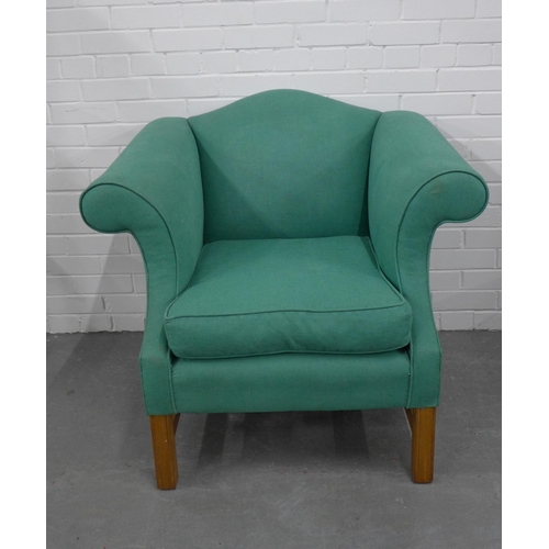 265 - Green upholstered armchair. 85 x 98 x 55cm.