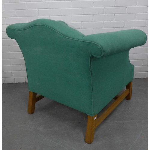 265 - Green upholstered armchair. 85 x 98 x 55cm.